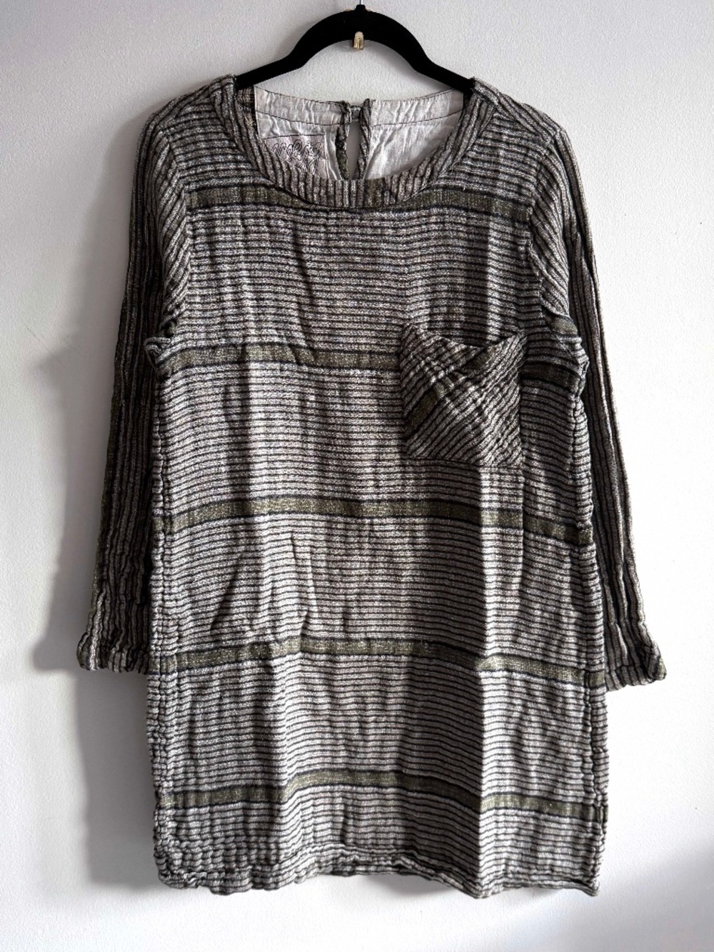 Ace & Jig Linen Cotton Striped Tunic Shift Dress Green M